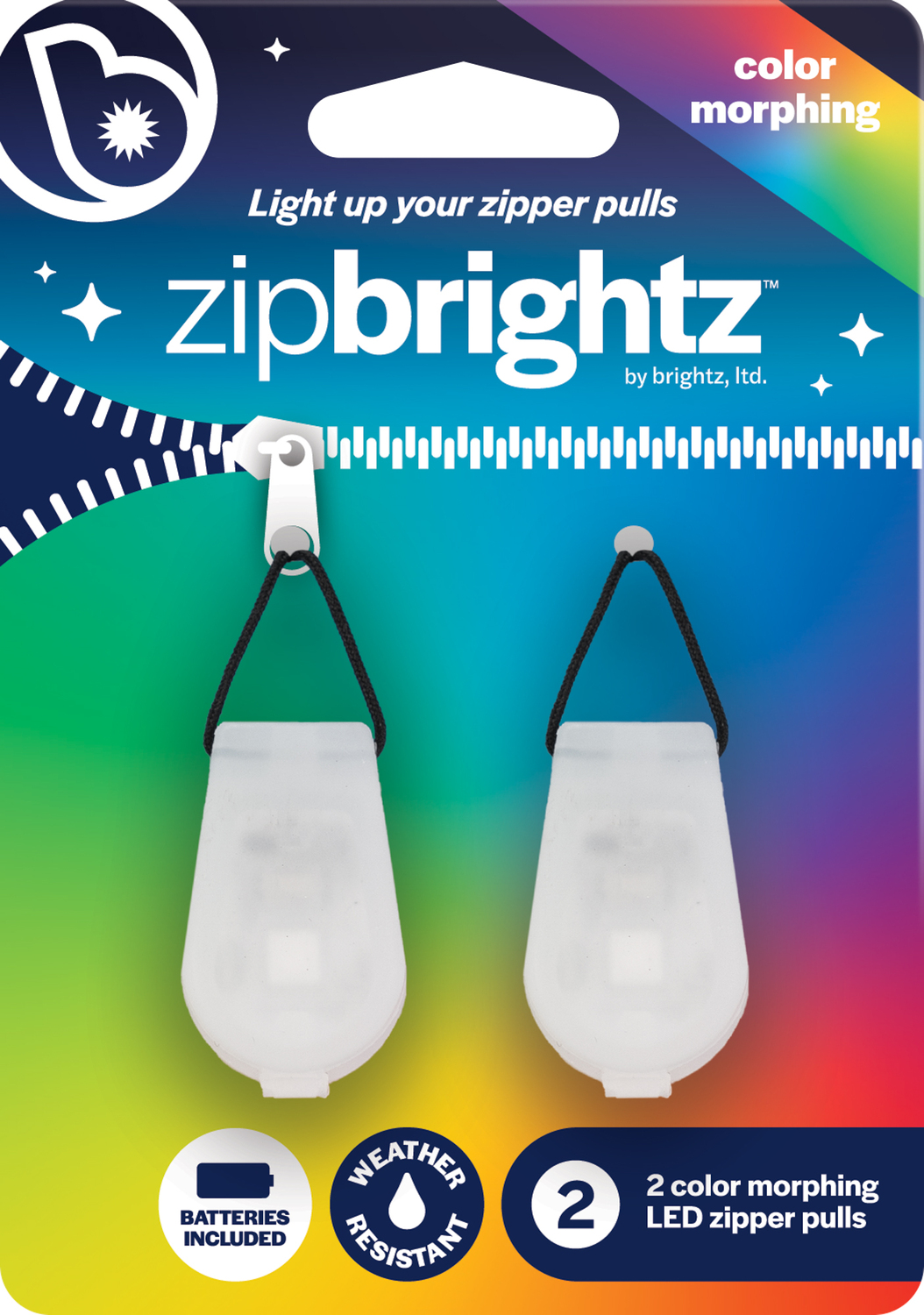 Zipbrightz LED Color Changing Zipper Charms, 2pk from Brightz