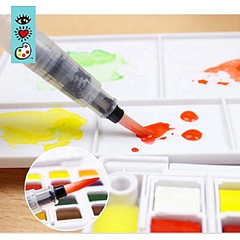 Iheartart 12 Watercolors  Water Brush Pen In Compact Travel Case