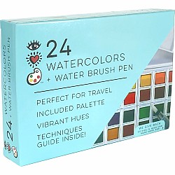 24 Watercolors with Water Brush Pen