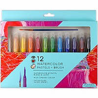 Iheartart 12 Watercolors Pastels  Brush, Color  Paint In 1