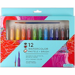 12 Watercolors Pastels  Brush, Color  Paint In 1