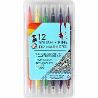 Brush Tip Fine Tip Markers 12 count