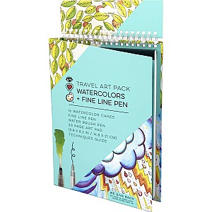 Travel Art Pack Watercolors and Fine Line Pen Drawing Set