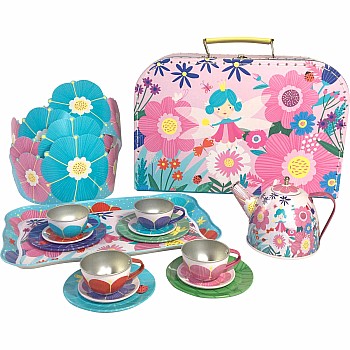 Flower Fairy Tin Tea Set (Storage Case And Paper Crowns)