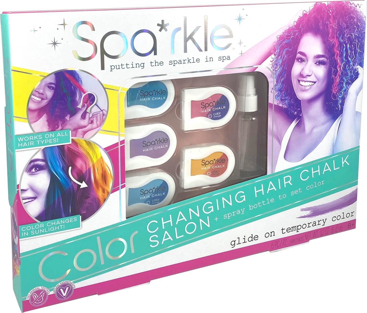 Sparkle Color Changing Hair Chalk Set - Bright Stripes - Bens