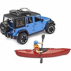 Jeep Wrangler Rubicon Unlimited with Kayak and Kayaker