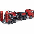 Bruder 2774 MAN TGA Truck with Low Loader Trailer And Manitou Telehandler Ages 3+