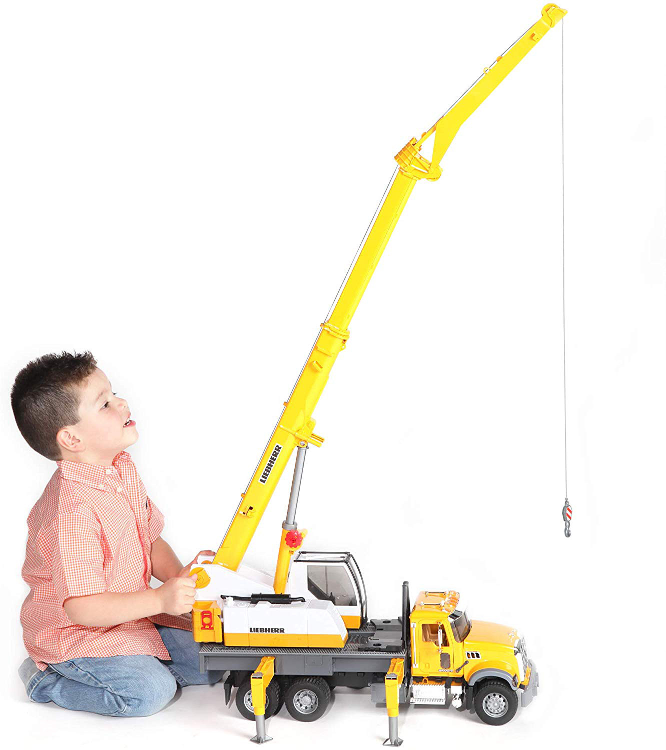 Calico Toy Shoppe - MACK Granite Liebherr crane truck from Bruder Toys