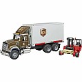 Bruder 2828 MACK Granite UPS logistics truck with forklift