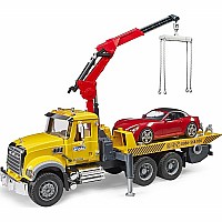 MACK Granite tow truck with BRUDER Roadster