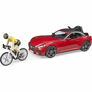 Bruder Roadster With Racing Bicycle And Cyclist