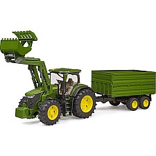John Deere 7R 350 with Frontloader and Tandemaxle Tipping Trailer