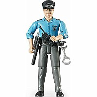 Bruder Policeman, light skin, accessories