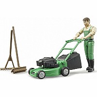 Bruder Bworld Gardener With Lawnmower And Equipment