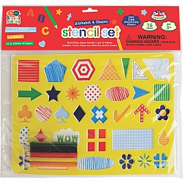 Stencil Double Pack with Pencils - Alphabet and Shapes