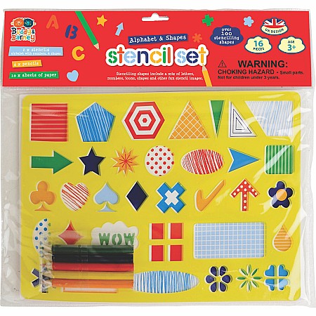 Stencil Double Pack with Pencils - Alphabet and Shapes