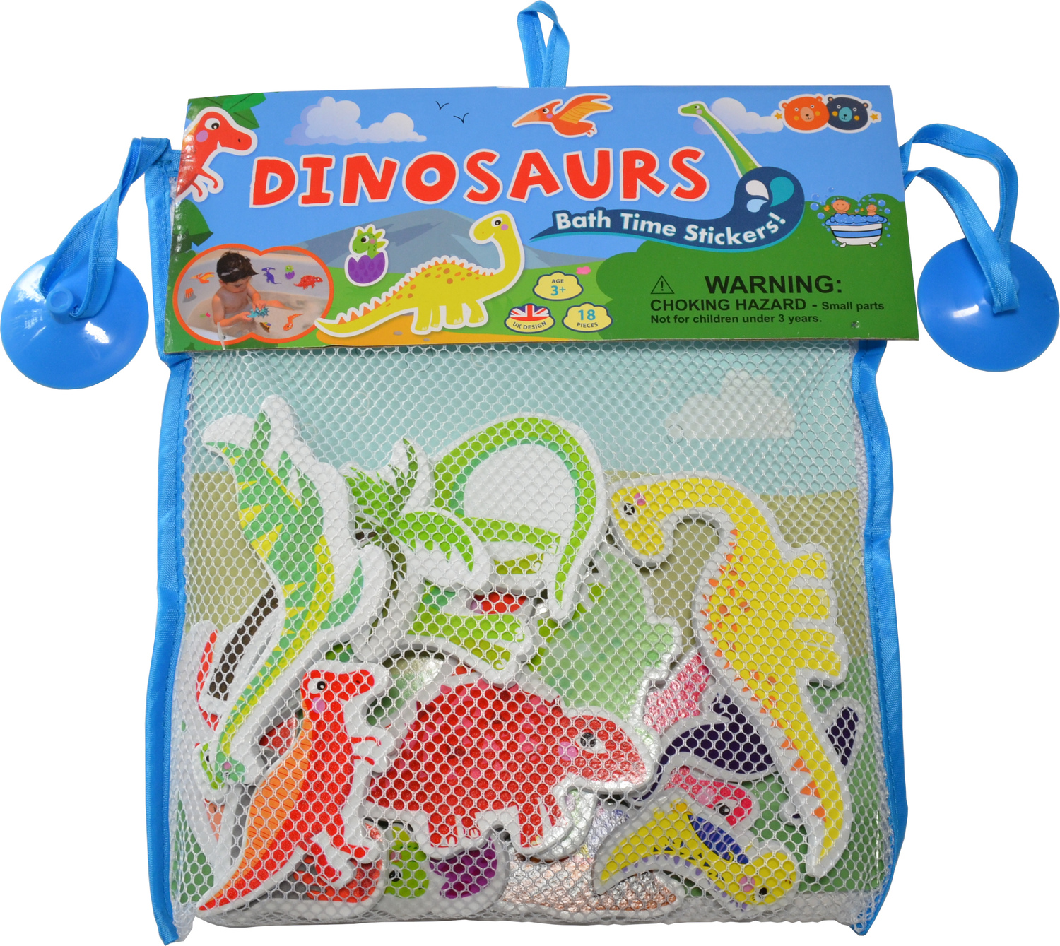 Bath Stickers with Header – Dinosaurs