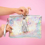 Holographic Makeup Pouch Small Silver