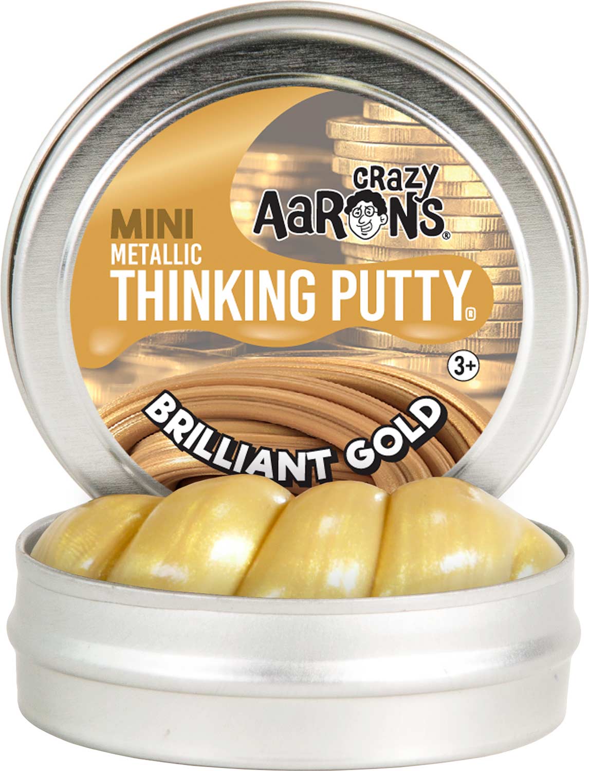 Crazy Aarons Thinking Putty 2 Mini Tin Brilliant Gold Puttyworld 