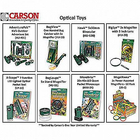 Carson AdventurePak Containing 5x30 Binocular, Lensatic Compass, Flashlight, and Whistle/Thermometer (HU-401)