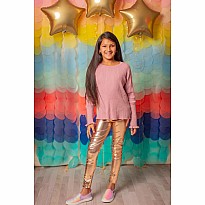 Love Life Metallic Leggings (Size 3-4) (Gold Metallic)