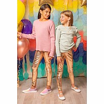 Love Life Metallic Leggings (Size 3-4) (Gold Metallic)