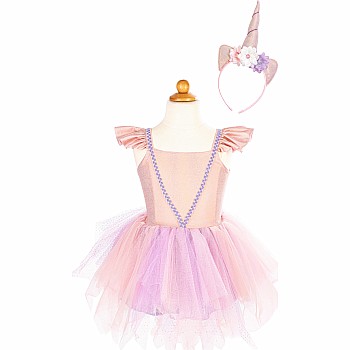 Pink Shimmer Unicorn Dress & Headband (Size 5-6)