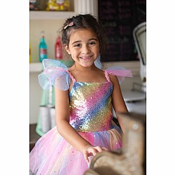 Rainbow Fairy Dress and Wings (Size 7-8)