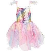 Rainbow Fairy Dress and Wings (Size 7-8)