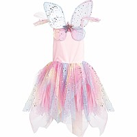 Rainbow Fairy Dress and Wings (Size 7-8)