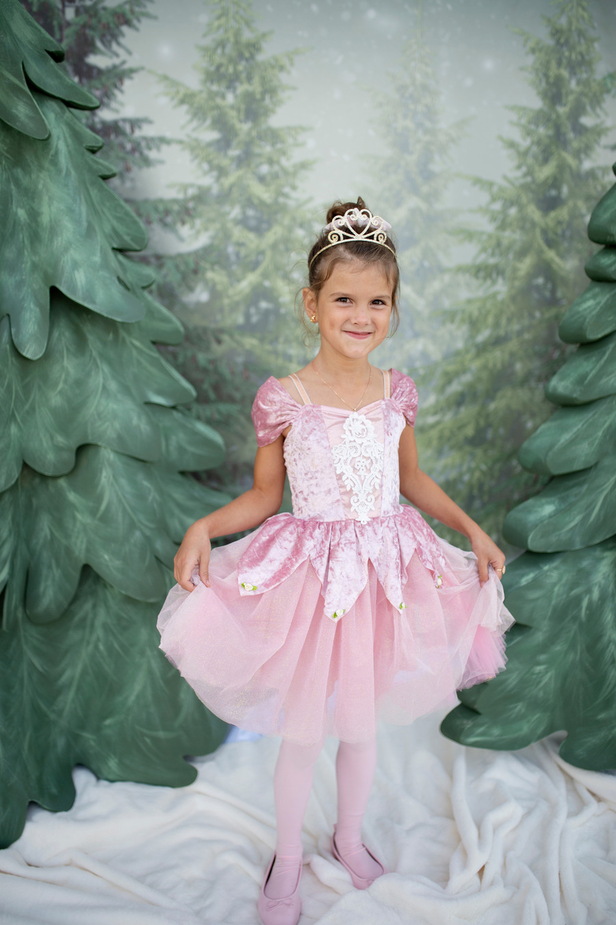 Holiday Ballerina Dress, Dusty Rose (Size 7-8)