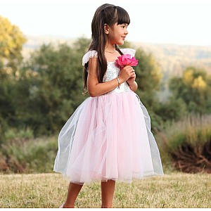 Sequins Princess Dress Silver (Size 5-7)