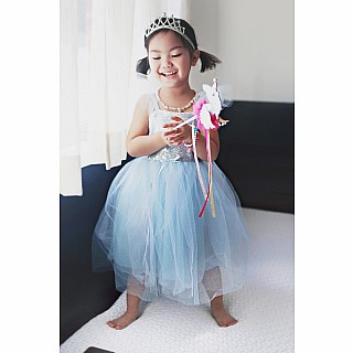 Blue Sequins Princess Dress (Size 7-8)