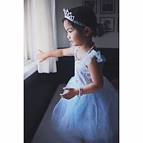 Blue Sequins Princess Dress (Size 7-8)