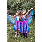 Blue Butterfly Twirl Dress with Wings and Headband (Size 3-4)