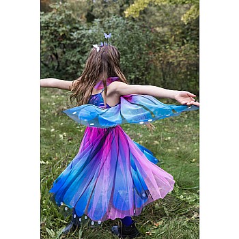 Blue Butterfly Twirl Dress with Wings and Headband (Size 3-4)