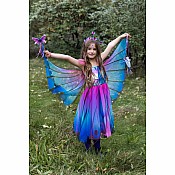 Blue Butterfly Twirl Dress with Wings and Headband (Size 3-4)