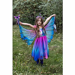 Blue Butterfly Twirl Dress with Wings and Headband (Size 3-4)