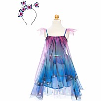 Blue Butterfly Twirl Dress with Wings and Headband (Size 5-6)