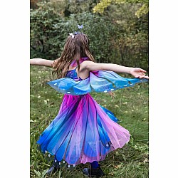 Blue Butterfly Twirl Dress with Wings and Headband (Size 5-6)