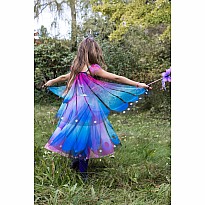 Blue Butterfly Twirl Dress with Wings and Headband (Size 5-6)