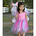 Butterfly Dress W/Wings & Wand, Pink/Multi