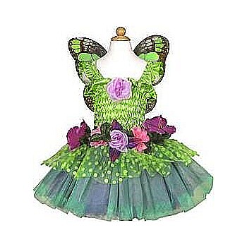 Fairy Blooms Deluxe Dress and Wings, Green (Size 3-4)