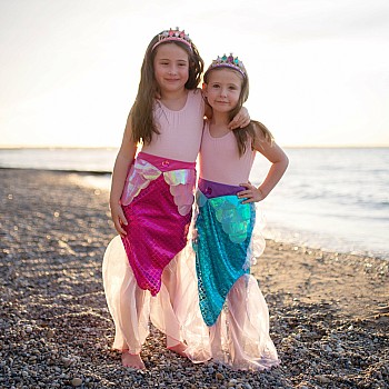 Mermaid Glimmer Skirt Set With Headband, Pink (Size 5-6)