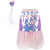 Bling Bling Mermaid Skirt & Hairclip Set Pink (Size 4-6)