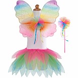 Neon Rainbow Skirt Wings and Wand Set