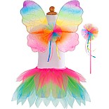 Neon Rainbow Skirt Wings and Wand Set