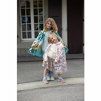 The 5th Avenue Paillette Cape, Gold/Light Pink (Size 4-6)