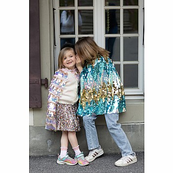 The 5th Avenue Paillette Cape, Gold/Light Pink (Size 4-6)