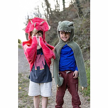 Red Triceratops Cuddle Cape (Size 2T)
